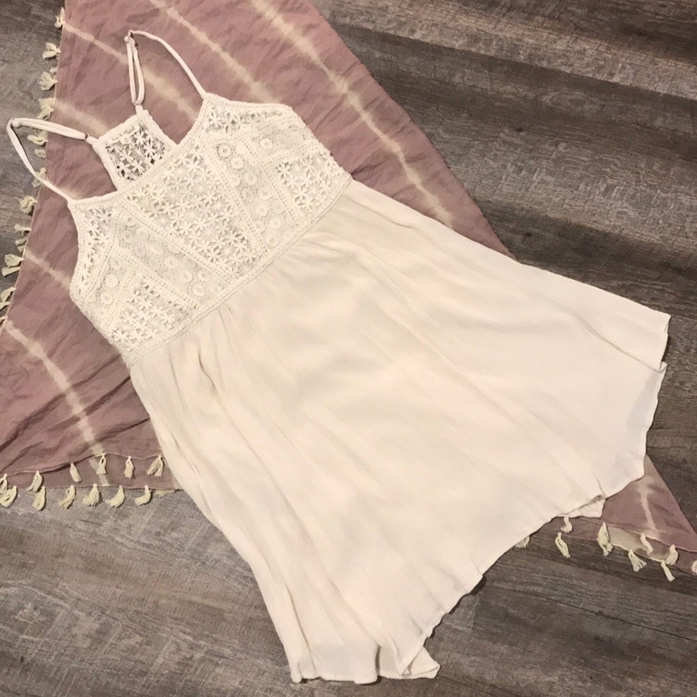 Boho Cream Crochet Spaghetti Strap Dress ▪️ sz M - Picture 5 of 7